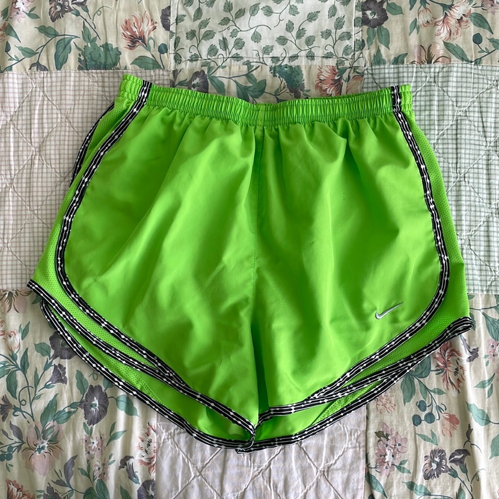 Nike Green Dri-Fit Running Shorts with Black & White Detailing - Size Small